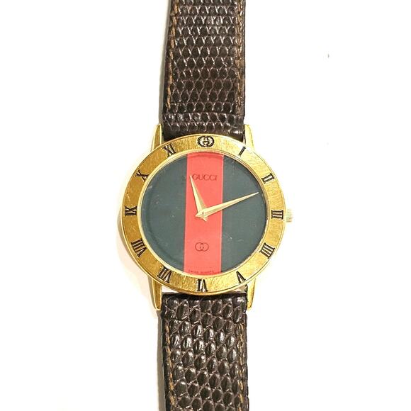 Vintage 1985 Gucci Watch, Red & Green Dial, Original Box - Picture 6 of 8